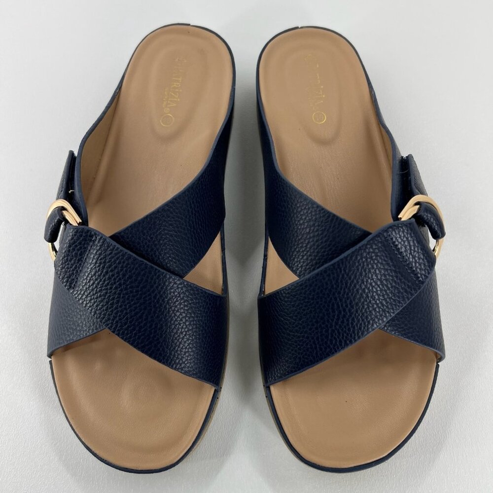 Patrizia by Spring Step Rutha Slide Sandals Women 10 Criss Cross Vegan Navy Blue - Picture 5 of 13